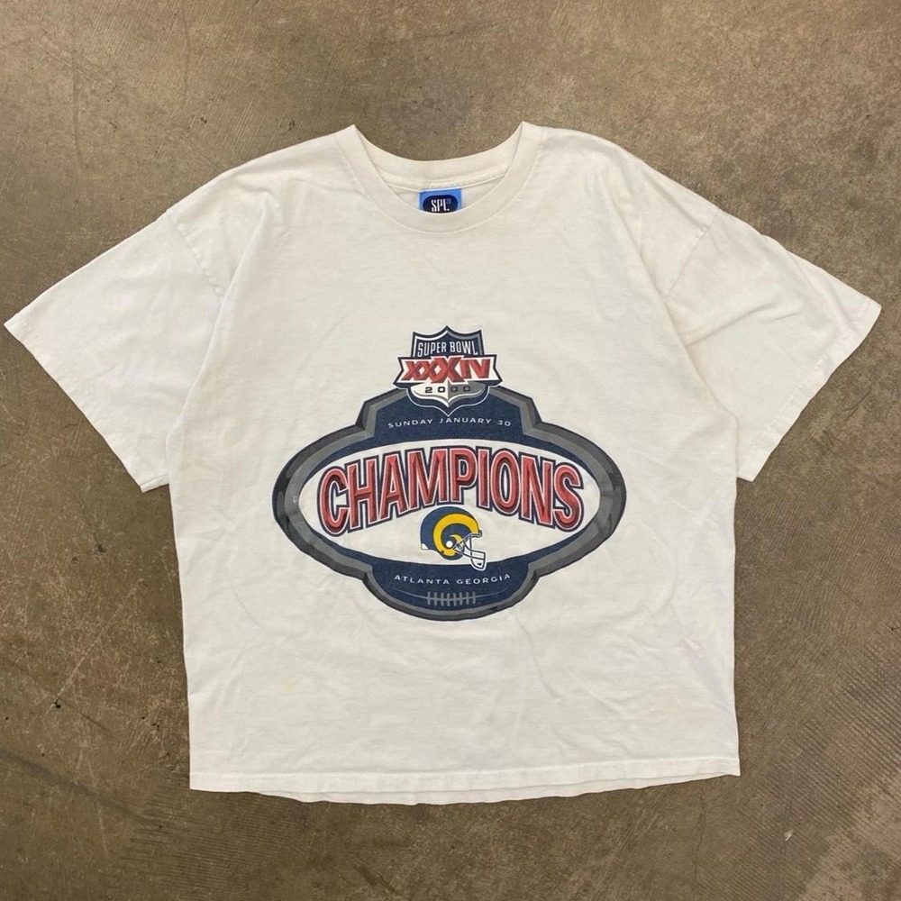 Vintage Los Angeles Rams Super Bowl XXXIV Champions 2000 NFL Football T-Shirt L